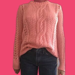 Aeropostale Pink Cable Knit Sweater sz M